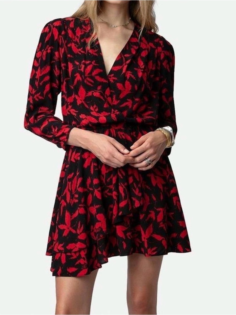 Zadig & Voltaire Roger’s Soft IKAT  Mini Dress in Noir Size M NWT $398